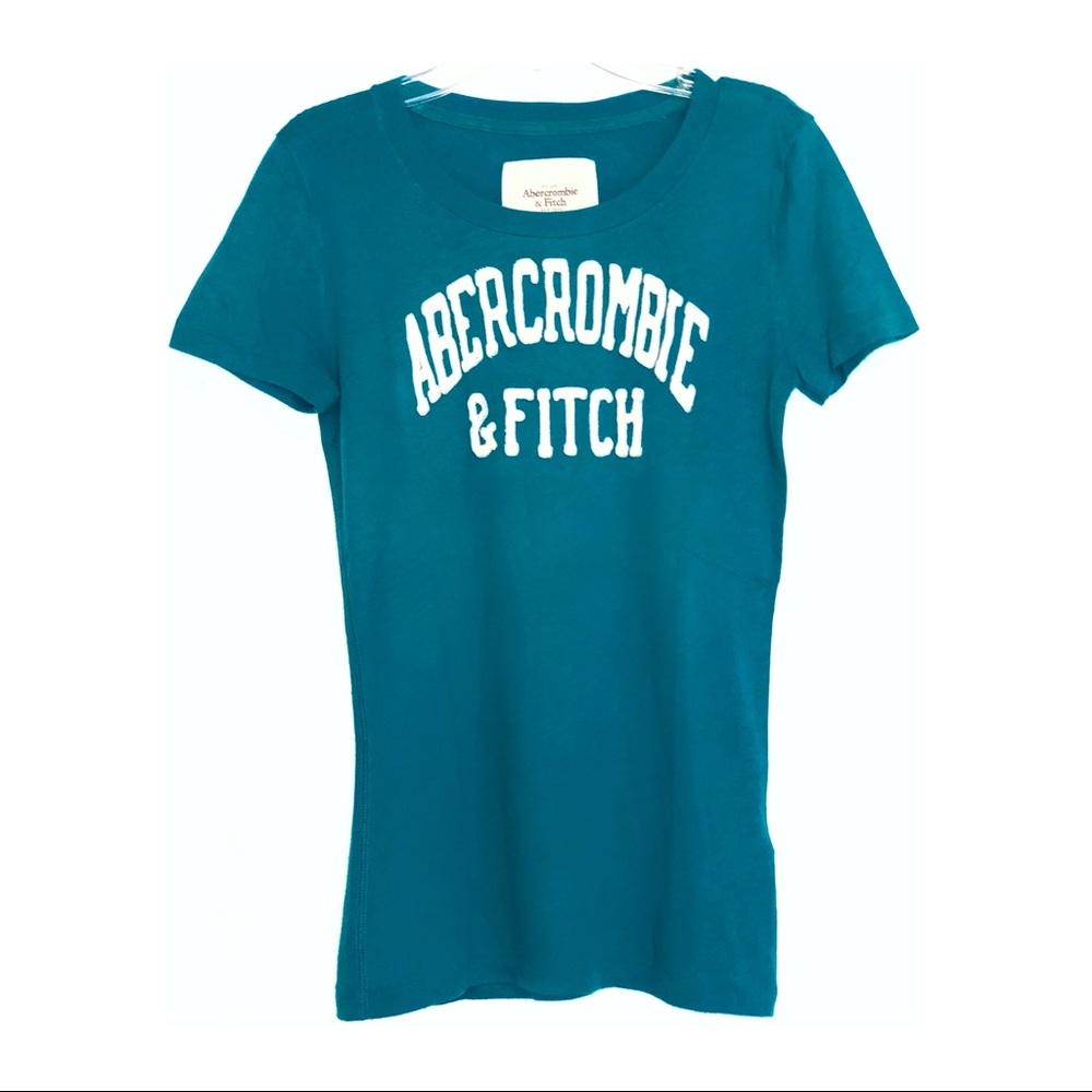 🖤Abercrombie & Fitch Logo Branded T-Shirt Blue